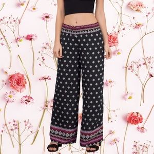 Boho Print Wide Leg Pants